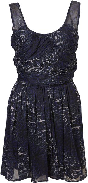 Topshop Leopard Print Ruched Front Dress By Dress Up - Lyst