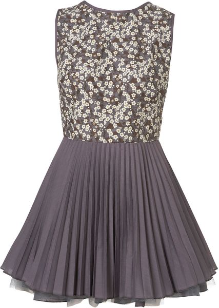 Topshop Liberty Print Julia Dress  in Gray (grey) - Lyst