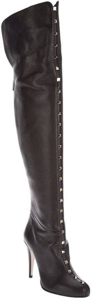 Valentino Long Studded Boot in Black - Lyst