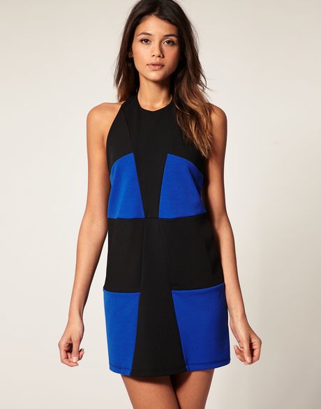 Asos Collection Asos Shift Dress in Colour Block in Blue (blueblack) - Lyst