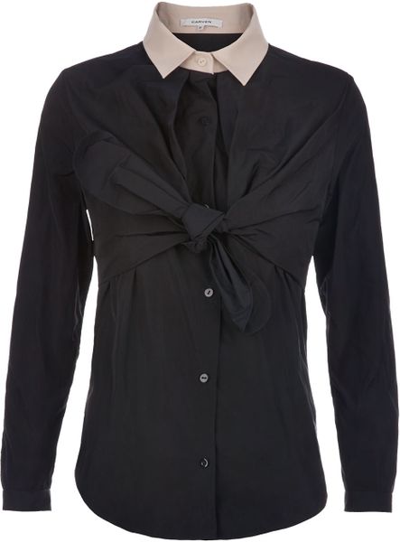 Carven Blouse in Blue (navy) - Lyst
