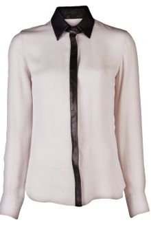 Cushnie Et Ochs Leather Detail Blouse - Lyst