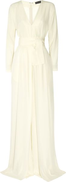 Halston Raso V-neck Crepe Jumpsuit - Lyst