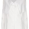 Msgm Long Sleeve Drape Neck Shirt in White - Lyst
