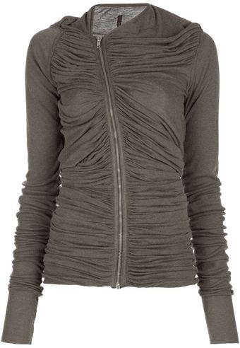 Rick Owens Lilies Ruched Zip Cardigan - Lyst