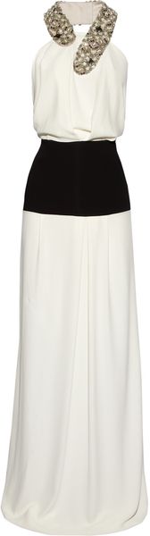 Victoria Beckham Embellished Stretch-crepe Gown - Lyst