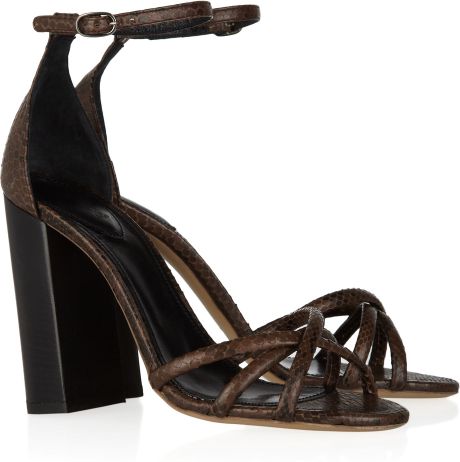 Chloé Python Sandals in Brown - Lyst