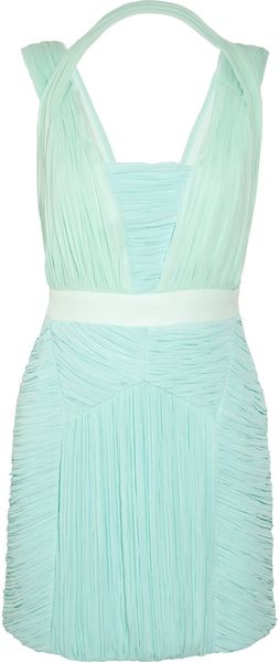 Dion Lee Plissé Stretch-jersey and Silk-crepe Dress - Lyst