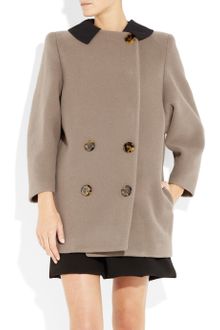 Miu Miu Contrast-collar Wool-twill Coat - Lyst