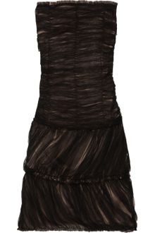 Alberta Ferretti Strapless Tulle-overlay Silk Dress - Lyst