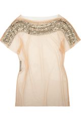 Alberta Ferretti Embellished Tulle Top