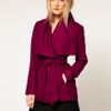 Ted Baker Wrap Collar Detail Short Wool Belted Coat in Purple - Lyst