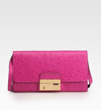 Michael Kors Ostrich-embossed Shoulder Flap Bag - Lyst