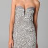 Reem Acra Sweetheart Neckline Dress in Silver - Lyst