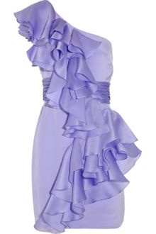 Notte By Marchesa Ruffled One-shoulder Silk-satin Dress - Lyst