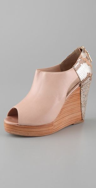 Rebecca Minkoff Trott Snakeeffect Leather Wedges in Beige - Lyst