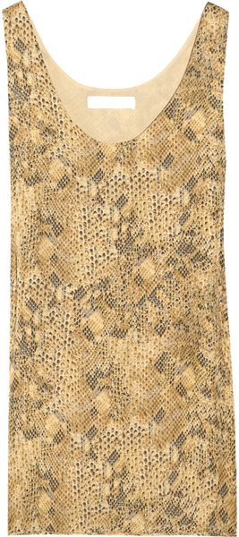 Chloé Pythonprint Silk Tank in Yellow - Lyst