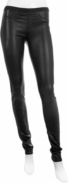 Helmut Lang Leather Stretch Leggings in Black - Lyst