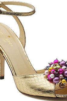 Kate Spade Ceecee - Old Gold Snake Printed Leather Embellished Pump - Lyst