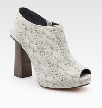 Pollini Cable-print Suede Slingback Peep Toe Pumps - Lyst