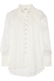 Temperley London Silk-cloque and Cotton-lace Blouse - Lyst