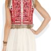 Antik Batik Totem Rabbittrimmed Embroidered Cotton Gilet in Red (taupe) - Lyst