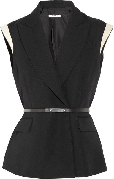 Bally Sleeveless Woolpiqué Blazer in Black - Lyst