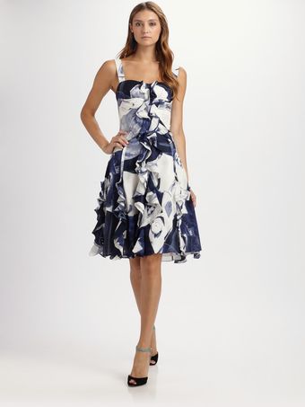 Oscar de la Renta Silk Chiffon Dress - Lyst