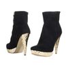Reiss Gold Heel Boot in Black - Lyst