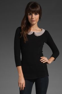 Smythe Peter Pan Collar Top in Black/blush - Lyst