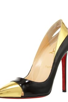 Christian Louboutin Two-tone Cutout Pump - Lyst