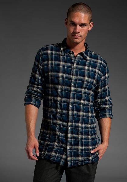 Edun Long Sleeve Wrinkle Shirt in Blue for Men (petrol) - Lyst