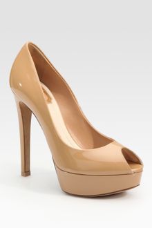 Dior Miss Patent Leather Peep Toe Pumps - Lyst