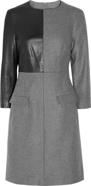 Mcq By Alexander Mcqueen Leatherpaneled Woolblend Dress in Gray - Lyst