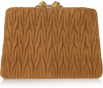 Miu Miu Mattelassé Suede Clutch - Lyst
