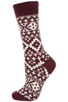 Topshop Aubergine Fairisle Ankle Socks - Lyst
