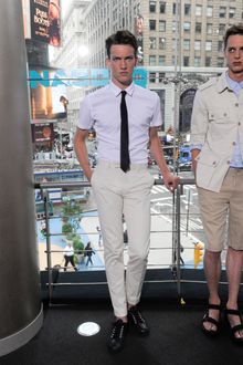 DKNY Spring 2012 Cream Chino Trousers - Lyst