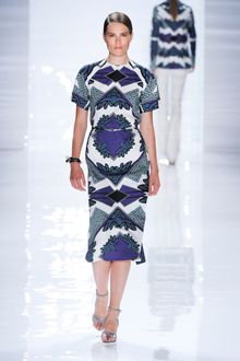 Derek Lam Spring 2012 Blue and White Short Sleeve Dress  - Lyst
