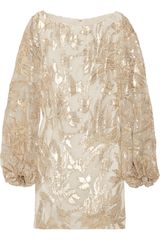 Notte By Marchesa Metallic Silk-blend Dress
