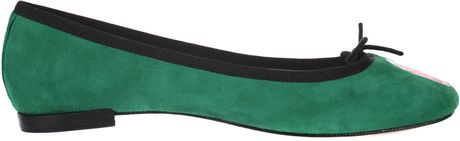 Repetto Green Velvet Goat Leather Ballerinas in Green - Lyst