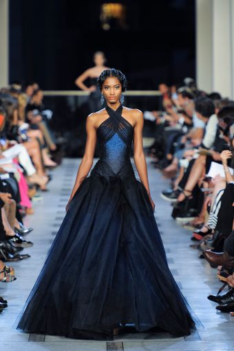Zac Posen Spring 2012 Navy Halterneck Tule Gown - Lyst