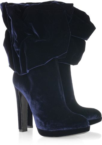 Alaïa Ruched Velvet Boots - Lyst