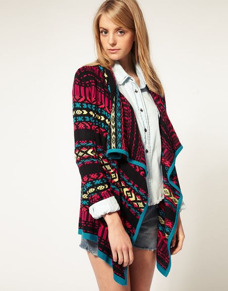 Asos Collection Asos Blanket Wrap Cardigan in Fairisle in Multicolor ...