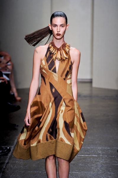 Donna Karan New York Spring 2012 Brown Tribal Print dress in Brown (brown, natural) - Lyst