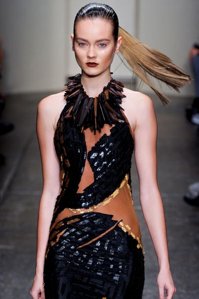 Donna Karan New York Spring 2012 Embellished Maxi Dress in Brown (black, brown, natural) - Lyst