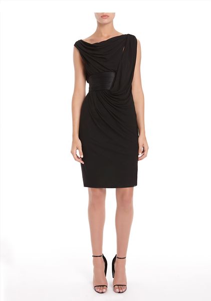 Alexander Wang Draped Dress with Cummerbund Detail in Black - Lyst