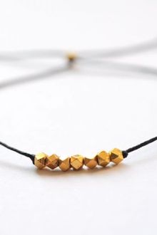 Bijouxbar By Vivien Frank Seven Wishes On Black Linen and Gold Nuggets - Lyst