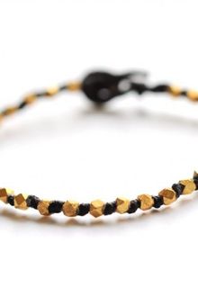 Bijouxbar By Vivien Frank Hand Knotted Gold Nuggets On Black Irish Linen Cor - Lyst
