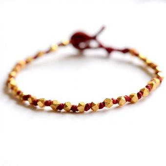 Bijouxbar By Vivien Frank Hand Knotted Gold Nuggets On Red Irish Linen Cord - Lyst