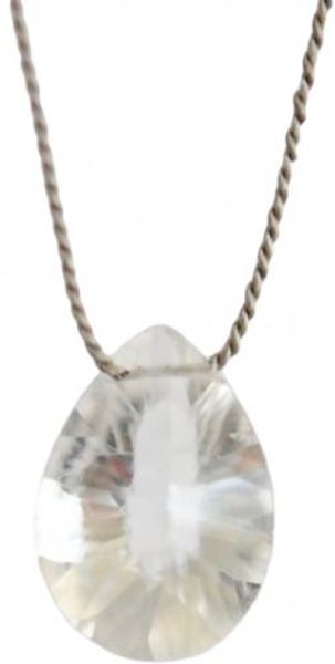 Bijouxbar By Vivien Frank Crystal Quartz Wish Necklace On Gray Silk - Lyst
